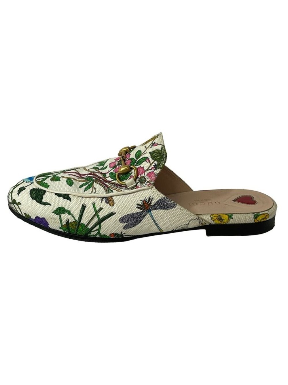Gucci Mules White Green Multi Horsebit Flora